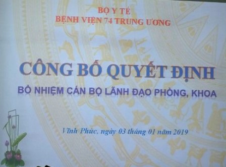 Công bố quyết định bổ nhiệm cán bộ lãnh đạo Phòng, Khoa.